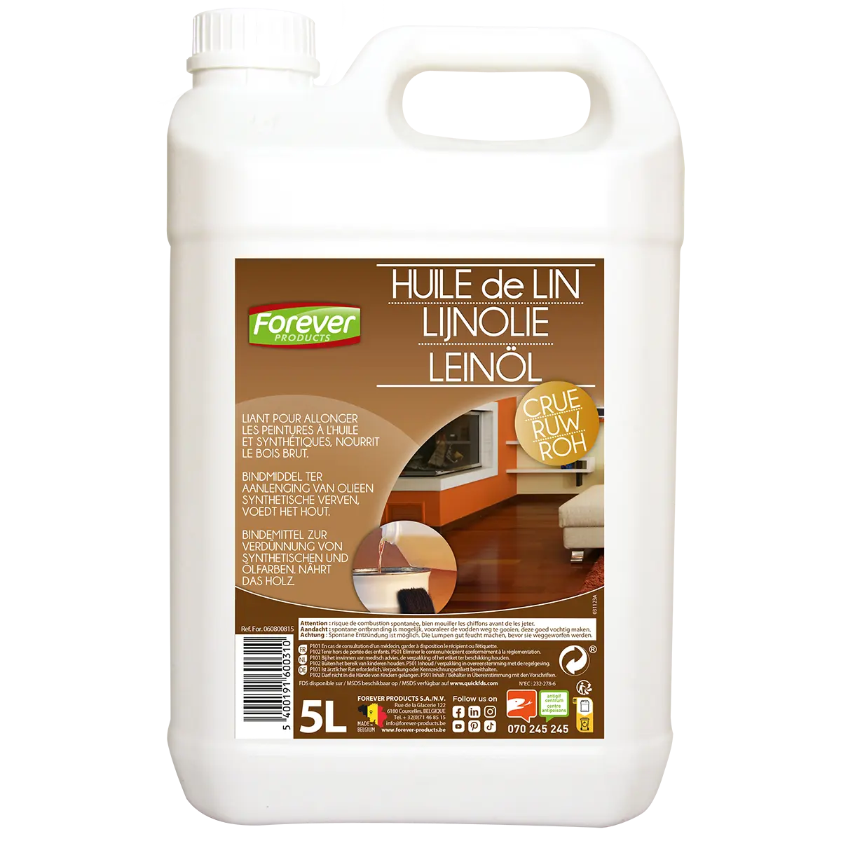 Huile de lin crue, 5l Forever Products