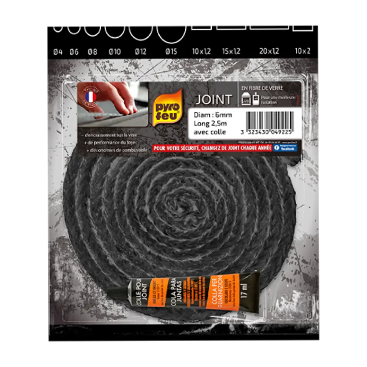 Joint tressé, 6mm, Pyrofeu