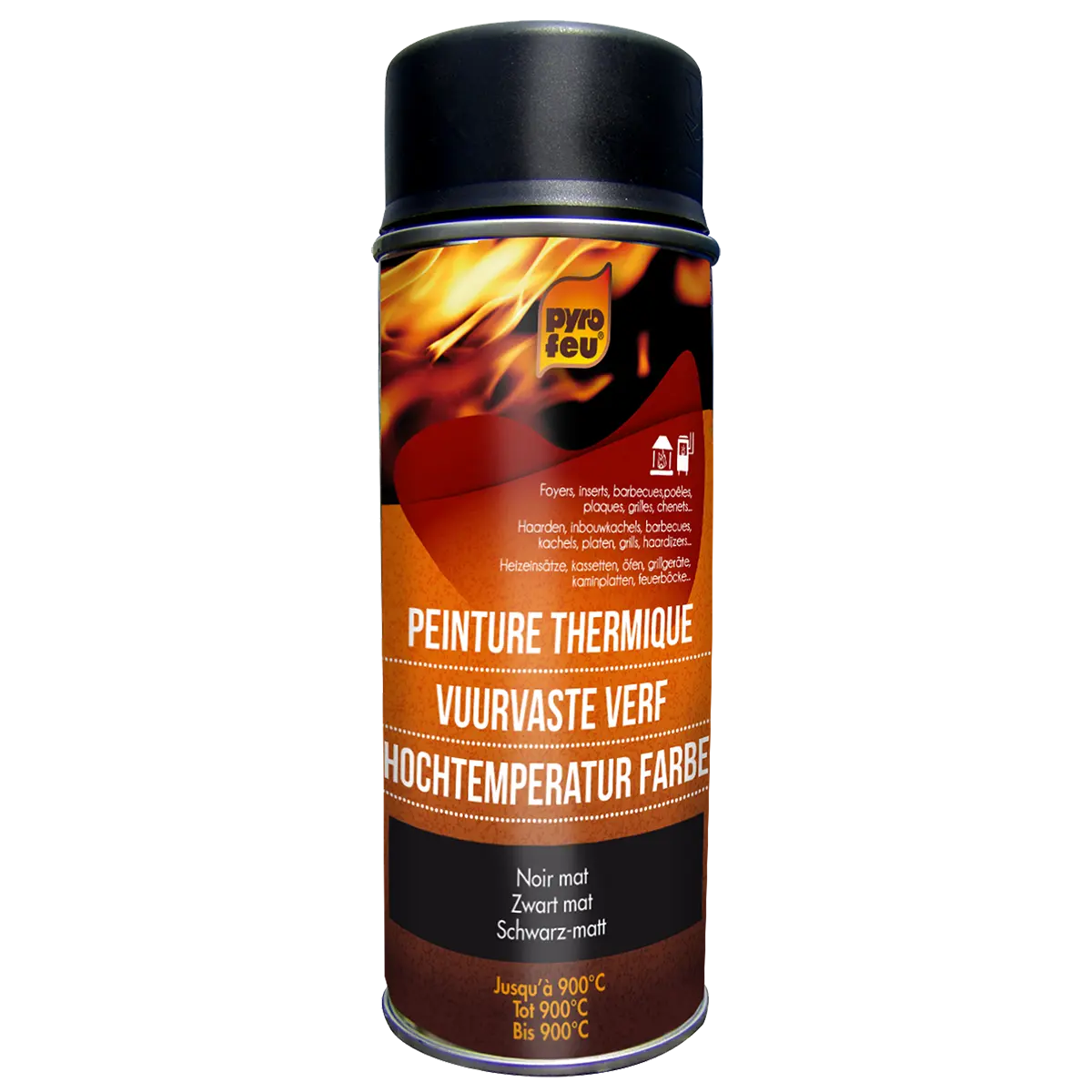 Peinture thermique, noir, 400ml Pyrofeu